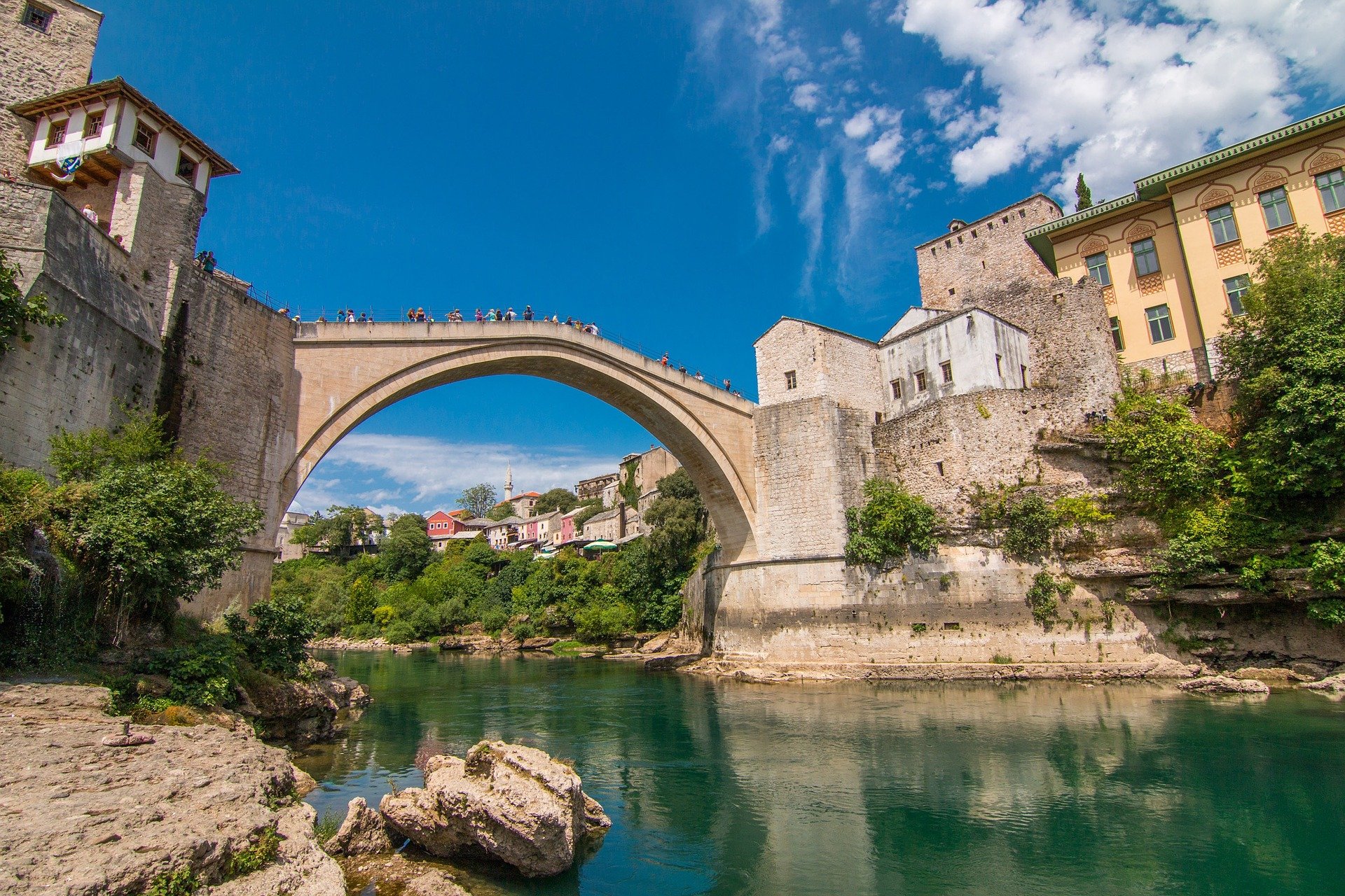 Historic Stari Most Bridge in Mostar, Balkan Region