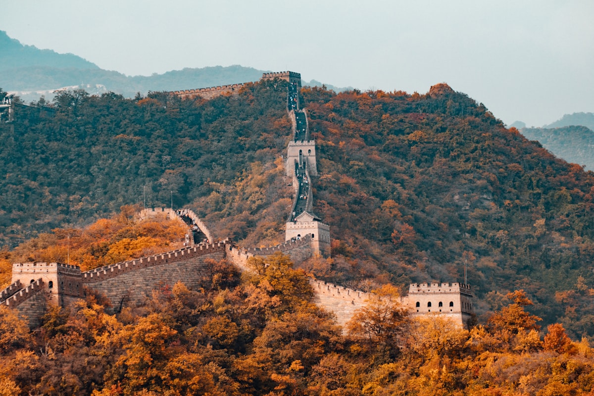 The Great Wall of China Extending Across Mountain Ridges