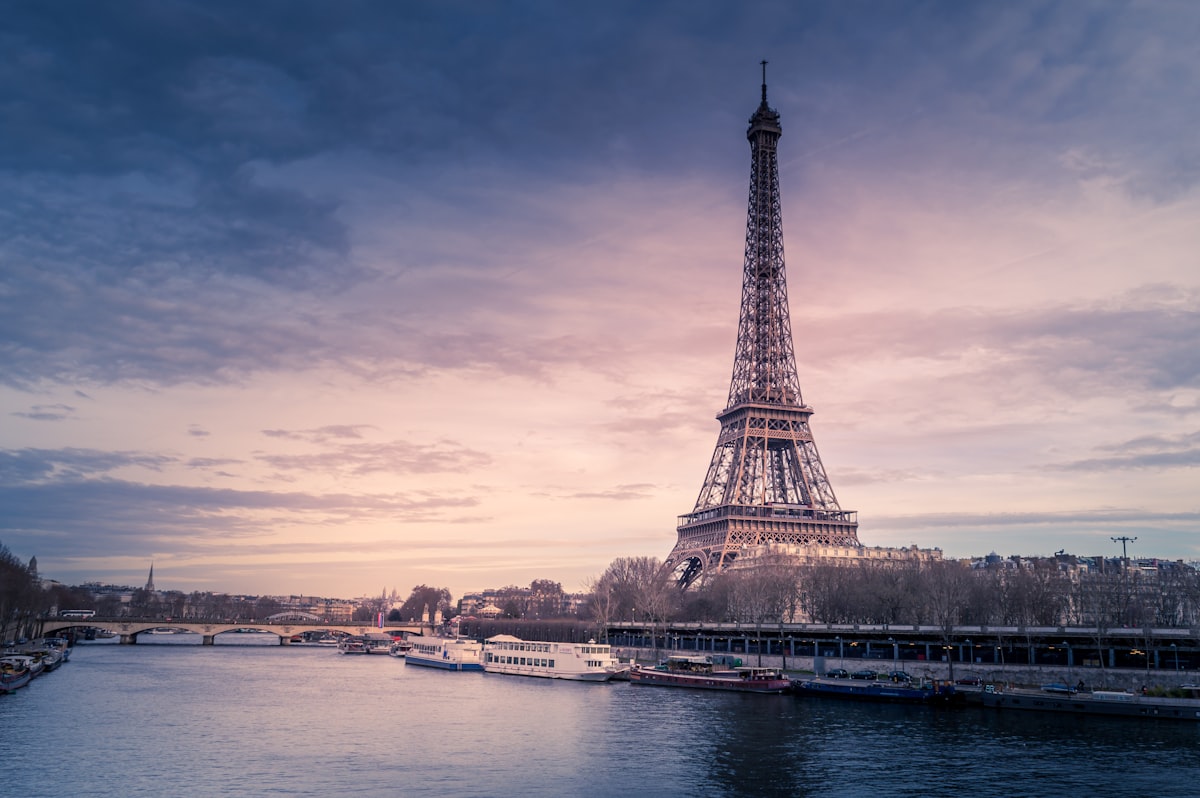 The Iconic Eiffel Tower and Seine Riverfront in Paris, France