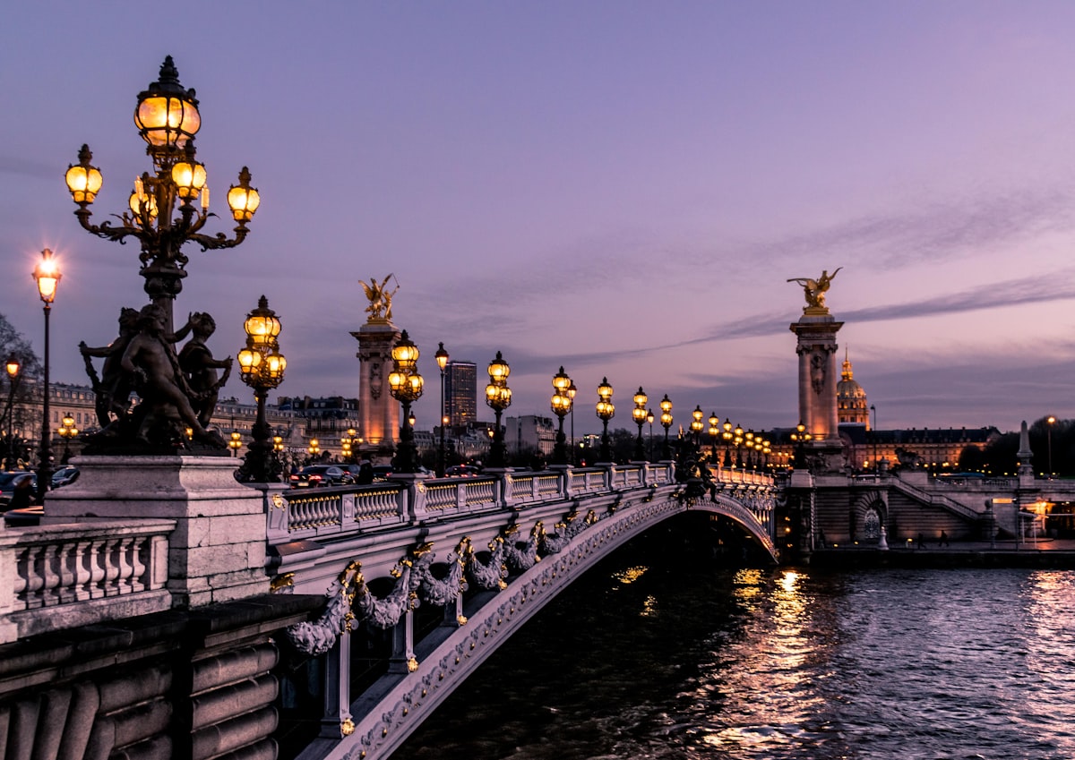The Historic Pont Alexandre III and River Seine in Paris, France
