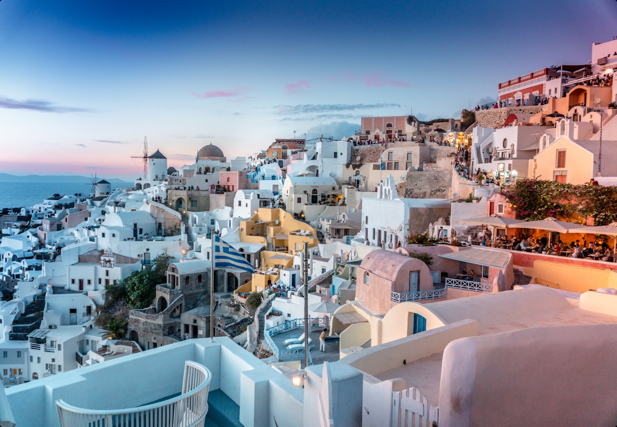Santorini Oia Blue Domes and Aegean Sea, Greece