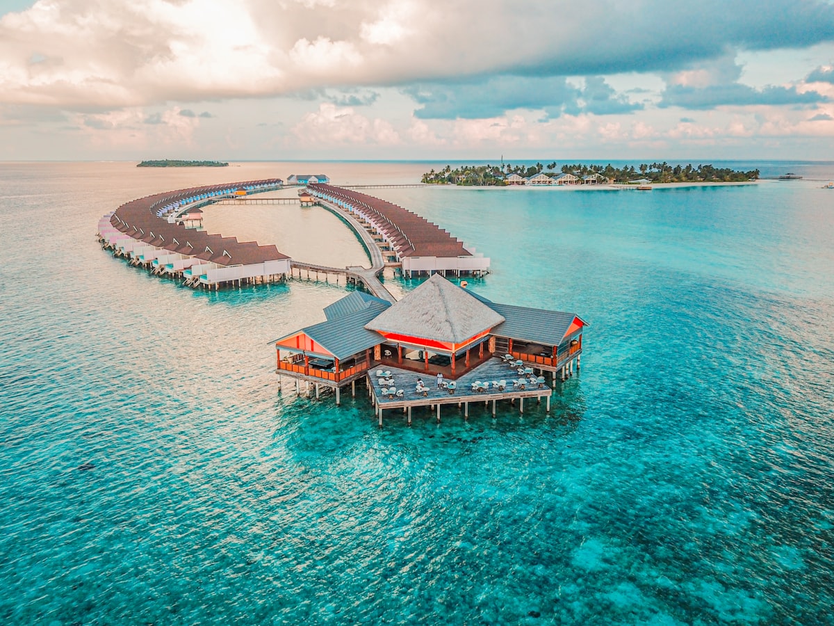 Crystal Clear Turquoise Atoll Lagoons in Maldives