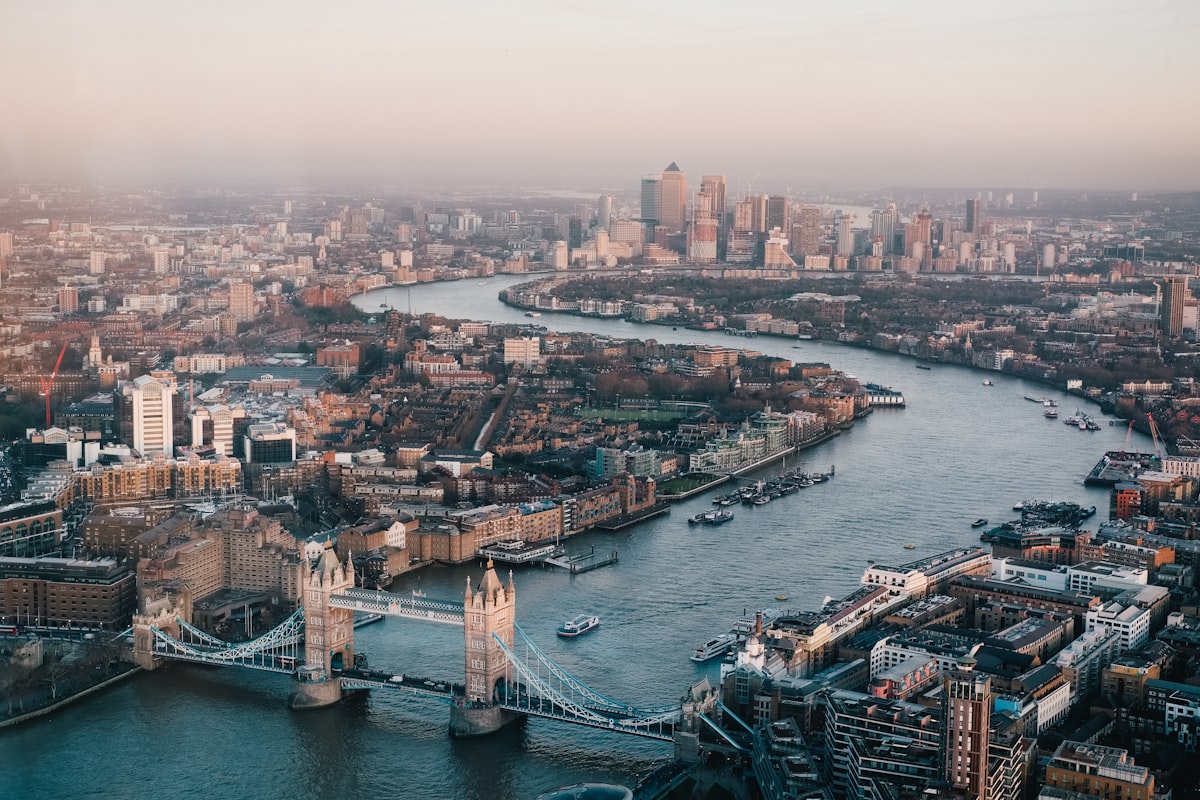 Tower Bridge over the River Thames in London, UK